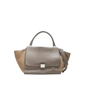 [二手商品] Celine | OLD CELINE Trapeze grey leather suede flap top handle flap satchel shoulder bag 8.7折