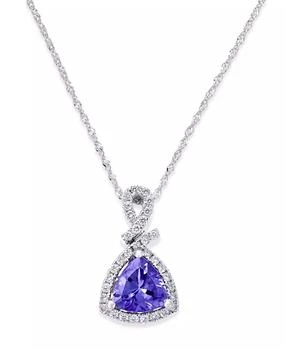 Macy's | Tanzanite (1-1/10 ct. t.w.) and Diamond (1/4 ct. t.w.) Triangle 18" Pendant Necklace in 14k White Gold,商家Macy's,价格¥4010