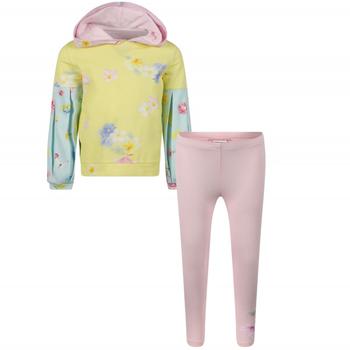 推荐Color block floral hoodie and leggings set in pink yellow and green商品