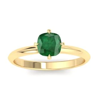 SSELECTS | 1 Carat Cushion Shape Emerald Ring In 14k Yellow Gold,商家Premium Outlets,价格¥2220