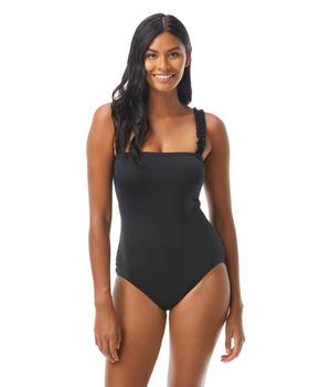 kate spade连衣裙, Kate Spade | Cabana Mini Ruffle Square Neck One-Piece w/ Bra, Soft Cups and Shaping Liner商品图片 9.2折