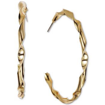 Charter Club | Gold-Tone Medium Spiral Twist C-Hoop Earrings, 1.7", Created for Macy's商品图片,4折