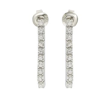 Suzy Levian | Suzy Levian Sterling Silver Cubic Zirconia White Line Dangle Earrings商品图片,