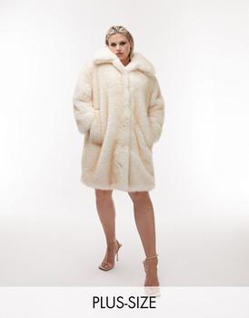 Topshop | Topshop Curve oversized faux fur coat in cream商品图片,7.5折×额外8折, 额外八折