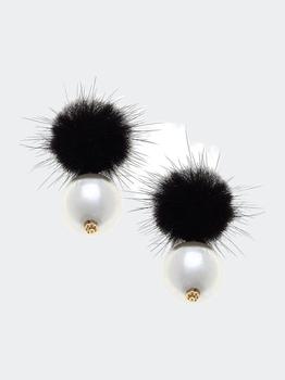 商品Aster Mink Pom & Pearl Earrings In Black,商家Verishop,价格¥205图片