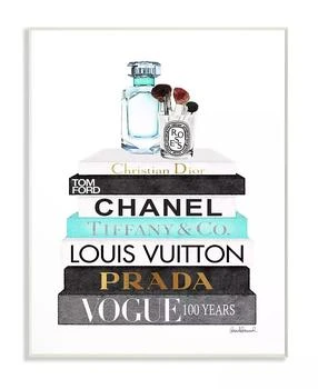 Stupell Industries | Book Stack Perfume Brushes Glam Fashion Watercolor Wall Plaque Art 10" L x 0.5" W x 15" H,商家Macy's,价格¥337