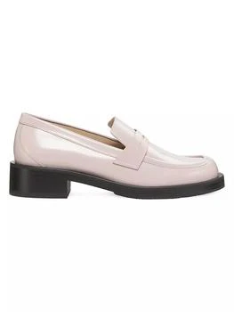 推荐Palmer 40MM Brushed Leather Stacked Heel Loafers商品