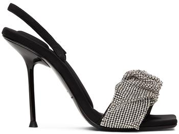 亚历山大王鞋, Alexander Wang | Black Crystal Scrunchie Julie Heeled Sandals商品图片 