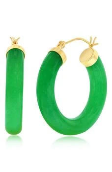 SIMONA | 14K Gold Plated Jade Hoop Earrings,商家Nordstrom Rack,价格¥2609