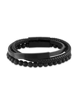 商品Esquire | Stainless Steel & Onyx Beaded Bracelet,商家Saks OFF 5TH,价格¥869图片