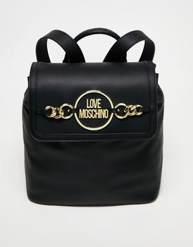 商品Love Moschino | Love Moschino chain logo detail backpack in black,商家ASOS,价格¥1275图片