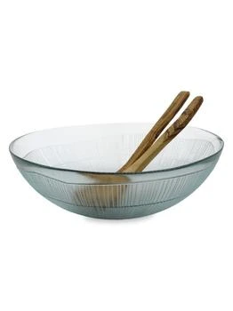 French Home | Birch 3-Piece Recycled Glass Salad Bowl & Olive Wood Server Set,商家Saks OFF 5TH,价格¥263