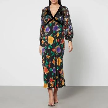 推荐Rixo Ayla Floral-Print Chiffon Midi Dress商品