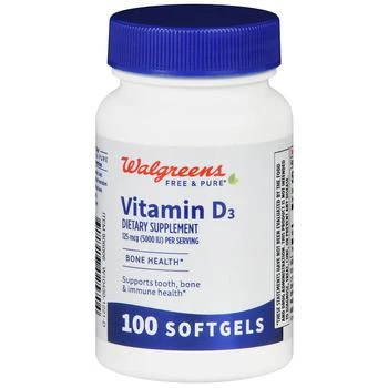 Walgreens | Vitamin D3 125 mcg Softgels 满二免一, 满免