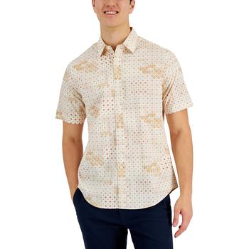 Club Room | Men's Brook Patchwork Refined Woven Short-Sleeve Shirt, Created for Macy's商品图片,