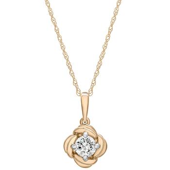 Macy's | Diamond Solitaire Flower 18" Pendant Necklace (1/4 ct. t.w.) in 14k Gold, Created for Macy's商品图片,独家减免邮费