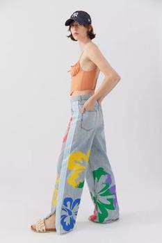 BDG衣服, BDG | BDG Skater Baggy Jean - Hibiscus Print商品图片 5折×额外9.5折, 额外九五折