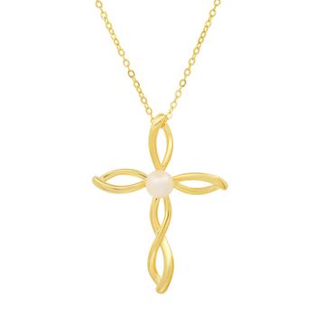 商品Kylie Harper | Gold Over Silver Genuine Pearl Cross Pendant,商家Jomashop,价格¥308图片