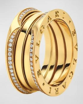 BVLGARI | 18K Yellow Gold B.Zero1 3 Band Pave Edge Ring,商家Neiman Marcus,价格¥47382