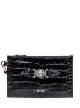 商品Versace Embossed Zip-Up Clutch Bag图片