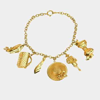 [二手商品] Chanel | Chanel Vintage Gold Plated Chain Necklace with Six Iconic Charms商品图片,