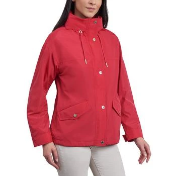 Michael Kors | Women's Petite Hooded Bomber Raincoat 