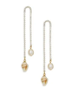 Ettika Jewelry | Cultured Freshwater Pearl, Shell, & Crystal Vacation Chain Drop Earrings,商家Bloomingdale's,价格¥332