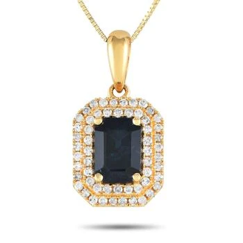 LB Exclusive | 14K Yellow Gold 0.24ct Diamond and Sapphire Pendant Necklace PD4-15905YSA,商家Premium Outlets,价格¥5671