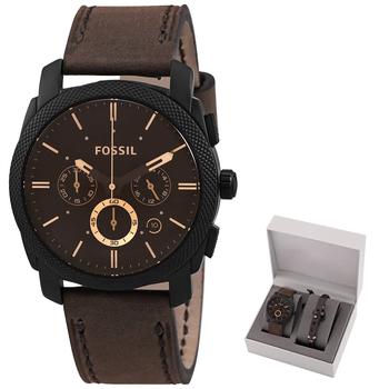 商品Fossil | Machine Chronograph Dark Brown Dial Men's Watch Set FS5251SET,商家Jomashop,价格¥967图片