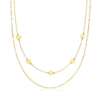 Ross-Simons | Ross-Simons Italian 14kt Yellow Gold Disc Station and Paper Clip Link Layered Necklace,商家Premium Outlets,价格¥3270