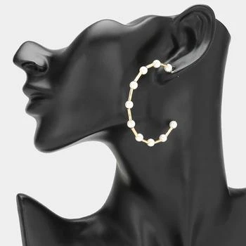 FASHNZFAB | Pearl Station Hoop Earrings - Gold,商家Premium Outlets,价格¥154