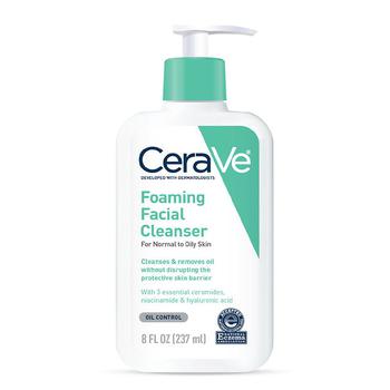 CeraVe | Foaming Face Cleanser, Fragrance-Free Face Wash with Hyaluronic Acid商品图片,满三免一, 独家减免邮费, 满免