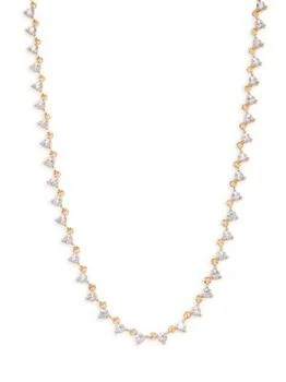 Sterling Forever | 14K Yellow Goldplated Sterling Silver Cubic Zirconia Tennis Necklace 5折×额外9折, 独家减免邮费, 额外九折