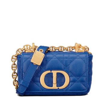 迪奥经典款, Dior | 【预售3-7天】DIOR/迪奥 21秋冬CARO系列 女士超迷你款希腊蓝色柔软藤格纹牛皮革单肩斜挎包S2022UWHC_M04Z商品图片 7.9折, 包邮包税