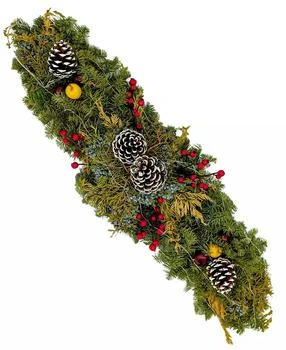 International Christmas Innovation | Fresh Noble Fir Berried Juniper Centerpiece with Faux Berries and Faux Apples and Warm Lights,商家Macy's,价格¥359