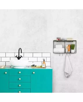 Spectrum | Vintage-like Living Wall Mount Cube Hook Station with Wood Shelf,商家Macy's,价格¥497