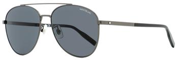 了解万宝龙眼镜, MontBlanc | Montblanc Men's  Sunglasses MB0081SK 001 Dark Ruthenium/Black 61mm商品图片 7.5折