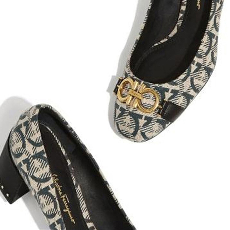 菲拉格慕鞋高跟鞋, Salvatore Ferragamo | Salvatore Ferragamo 菲拉格慕 女士黑色/米色金属搭扣高跟鞋 01-P459-704751商品图片 独家减免邮费