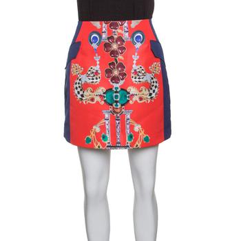 推荐Mary Katrantzou Multicolor Printed Kalion Double Satin Mini Skirt M商品