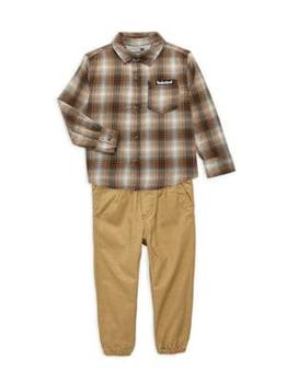 商品Timberland | Little Boy's 2-Piece Plaid Shirt & Pants Set,商家Saks OFF 5TH,价格¥218图片