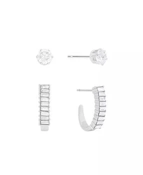 And Now This | Crystal Duo Stud and Baguette Hoop Earring Set,商家Macy's,价格¥258