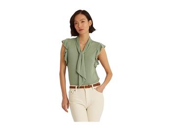 拉夫劳伦衬衫真假, Ralph Lauren | Ruffle-Sleeve Tie Neck Top商品图片 4折起