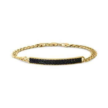 Effy | EFFY® Men's Black Spinel Cluster Plate Link Bracelet (2-3/8 ct. t.w.) in 14k Gold-Plated Sterling Silver,商家Macy's,价格¥7483