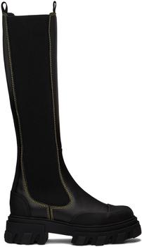 Ganni | Black Cleated High Chelsea Boots商品图片,