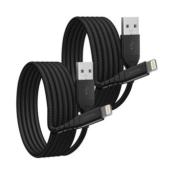 商品Overtime | Apple MFi Certified iPhone 11/XR/SE/10/8 10ft Charging Cable | USB to Lightning Cable for iPhone - Black (2-Pack),商家Macy's,价格¥231图片