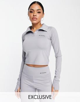 Columbia | Columbia Training CSC Sculpt cropped long sleeve top  in grey  Exclusive at ASOS商品图片,3.5折