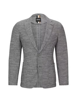 Hugo Boss | Micro-Pattern Slim-Fit Jacket In A Cotton Blend 7.9折