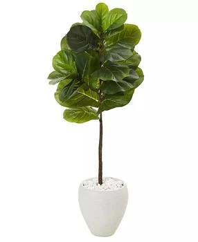 NEARLY NATURAL | 50in. Fiddle Leaf Artificial Tree in White Planter Real Touch,商家Macy's,价格¥1503