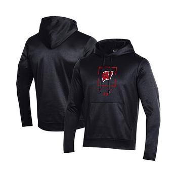 Under Armour | Men's Black Wisconsin Badgers Football Fleece Pullover Hoodie商品图片,