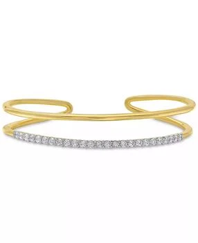 Macy's | Diamond Open Cuff Bangle Bracelet (1 ct. t.w.) in 14k Gold-Plated Sterling Silver,商家Macy's,价格¥14954